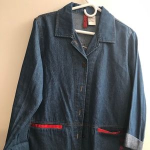 Look East Applique Oriental Denim Top Size Small